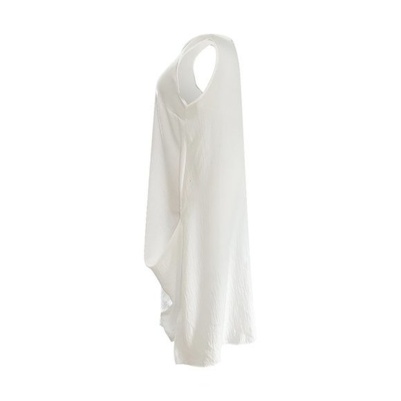 New Designer White Summer Sleveless  Dress 100% Cotton Lightweight  XL SALE - Picture 3 of 7